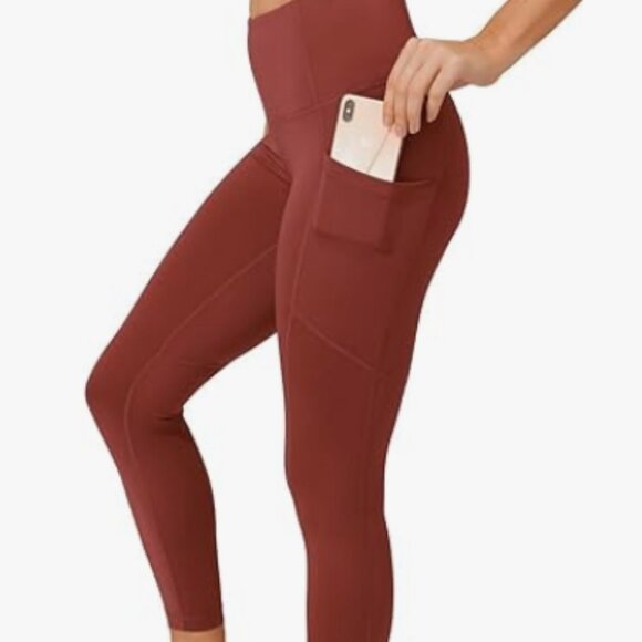 Yogalicious Lux rust-colored leggings w/ pockets sz L - Picture 1 of 11